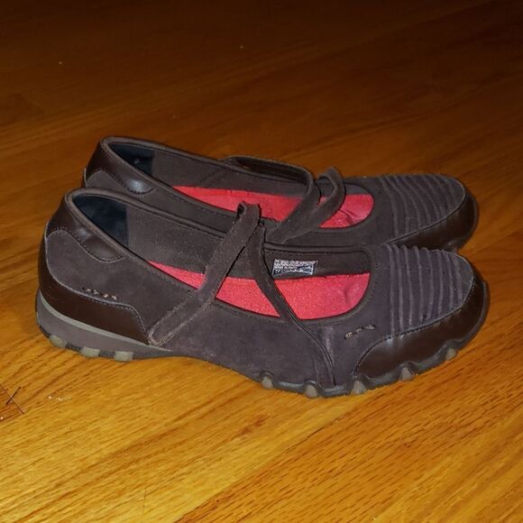 Skechers Brown Leather Maryjane Flats - Picture 1 of 7